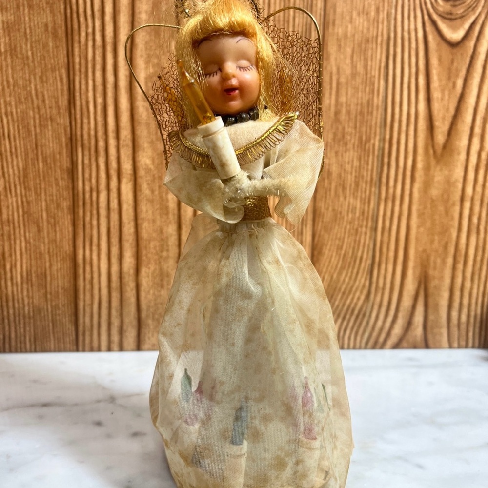Vintage Lighted Angel Topper 8"
